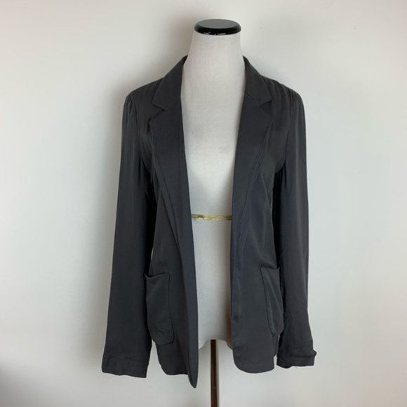 Aritizia Talula Lightweight Open Front Dark Grey Blazer - Picture 1 of 5